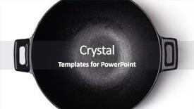  Presentation with iron - PPT theme featuring pot - iron wok isolated on white background and a dark gray colored foreground
