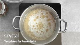  Presentation with rice - Cool new PPT layouts with pot - stewpot with boiling rice backdrop and a gray colored foreground