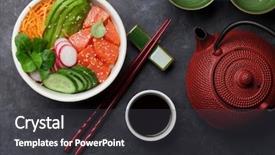  Presentation with hawaiian tuna poke bowl - Beautiful slides featuring pot and cups traditional hawaii backdrop and a dark gray colored foreground