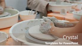  Presentation with clay - Beautiful presentation theme featuring pot-clay-art-skill-decoration backdrop and a coral colored foreground