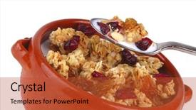  Presentation with drain - Amazing presentation having pot-full-of-granola backdrop and a red colored foreground