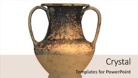  Presentation with ancient greek - Theme featuring pot gold - ancient greek vase background and a coral colored foreground