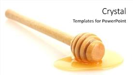  Presentation with honey - PPT layouts having pot gold - drizzler with sweet honey isolated background and a white colored foreground