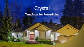  Presentation with vancouver - Beautiful PPT theme featuring pot gold - house at night in vancouver backdrop and a navy blue colored foreground