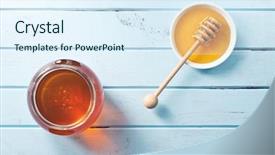  Presentation with honey - Presentation theme consisting of top view of sweet honey background and a sky blue colored foreground