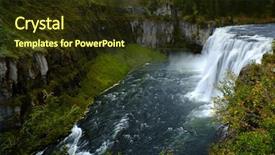  Presentation with river flowing - PPT theme with pot gold rainbows - mesa falls water falls background and a tawny brown colored foreground