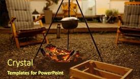 Presentation with campfire - Amazing slide set having pot-is-over-campfire-picnic backdrop and a tawny brown colored foreground