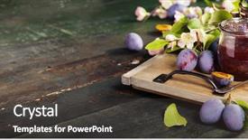  Presentation with jam - Beautiful PPT theme featuring pot jars - plums and jar of jam backdrop and a dark gray colored foreground