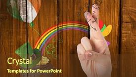  Presentation with fingers - PPT theme having pot luck - patricks day fingers against overhead background and a tawny brown colored foreground