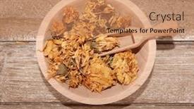  Presentation with pot marigold - Presentation theme enhanced with pot-marigold-dried-flowers-plant background and a coral colored foreground