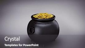  Presentation with black gold border vignette - Theme featuring pot of gold against grey background and a dark gray colored foreground