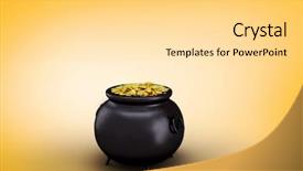  Presentation with black gold border vignette - PPT layouts featuring pot of gold against orange background and a light gray colored foreground