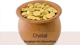  Presentation with white gold - Colorful theme enhanced with pot of gold isolated backdrop and a coral colored foreground