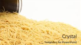  Presentation with plain - Audience pleasing slides consisting of pot of spaghetti noodles plain backdrop and a  colored foreground