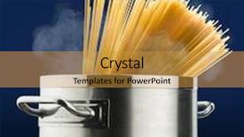  Presentation with spaghetti - Beautiful presentation design featuring pot of spaghetti backdrop and a gold colored foreground