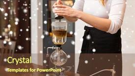  Presentation with restaurant equipment - Cool new slides with pot pouring ground coffee backdrop and a tawny brown colored foreground