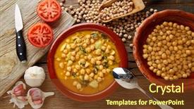  Presentation with chickpea - Theme enhanced with potaje de garbanzos chickpea stew background and a tawny brown colored foreground