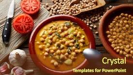  Presentation with chickpea - Slide deck consisting of potaje de garbanzos chickpea stew background and a tawny brown colored foreground