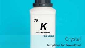  Presentation with laboratory chemical - Slide deck with potassium-k-chemical-element background and a cyan colored foreground