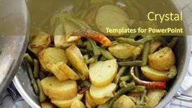  Presentation with curry - Presentation design featuring potato-and-green-bean-curry background and a tawny brown colored foreground