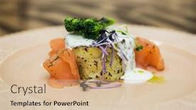  Presentation with salmon fish - Beautiful PPT layouts featuring potato-casserole-with-broccoli-white backdrop and a soft green colored foreground