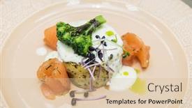  Presentation with salmon fish - Slide set featuring potato-casserole-with-broccoli-white background and a lemonade colored foreground