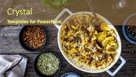  Presentation with mozzarella cheese - Slide set enhanced with potato-casserole-with-mozzarella-cheese background and a tawny brown colored foreground