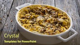  Presentation with mozzarella cheese - PPT theme consisting of potato-casserole-with-mozzarella-cheese background and a tawny brown colored foreground