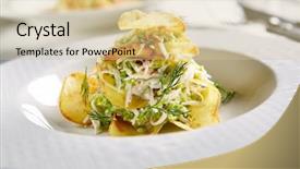  Presentation with veggie - Audience pleasing PPT theme consisting of potato chips and chopped strip backdrop and a lemonade colored foreground