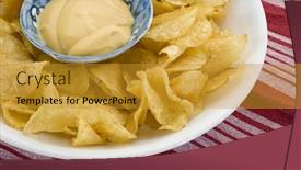  Presentation with dip - Presentation design featuring potato-chips-and-dip background and a gold colored foreground