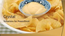  Presentation with potato chips - Presentation featuring potato chips and dip background and a yellow colored foreground