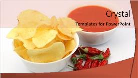  Presentation with potato chips - Cool new presentation theme with potato chips and salsa dip backdrop and a coral colored foreground