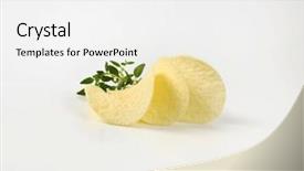  Presentation with potato chips - Slide set consisting of potato chips and thyme on white background background and a white colored foreground