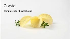  Presentation with corrugated potato chips - Colorful presentation enhanced with potato chips and thyme on white background backdrop and a white colored foreground