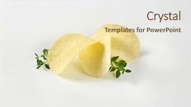 Presentation with potato chips - Audience pleasing presentation theme consisting of potato chips and thyme on white background backdrop and a sky blue colored foreground