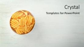  Presentation with potato chips - Theme with potato chips in bowl background and a white colored foreground
