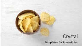  Presentation with potato chips - Colorful PPT layouts enhanced with potato chips in bowl backdrop and a light gray colored foreground