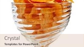  Presentation with potato chips - PPT theme with potato chips in glass bowl background and a coral colored foreground