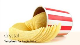  Presentation with potato chips - Amazing PPT layouts having potato chips in red and white box backdrop and a yellow colored foreground