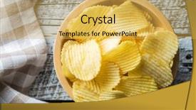  Presentation with potato chips - Audience pleasing slides consisting of potato chips in wooden bowl backdrop and a yellow colored foreground