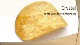  Presentation with potato chips - Colorful slide set enhanced with potato chips isolated on white backdrop and a blonde colored foreground