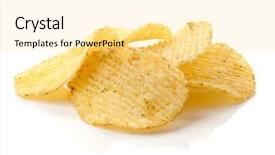  Presentation with potato chips - Beautiful PPT layouts featuring potato chips isolated on white backdrop and a blonde colored foreground