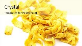  Presentation with potato chips - Theme having potato chips isolated on a white background background and a blonde colored foreground