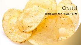  Presentation with potato chips - PPT theme featuring potato-chips-on-a-white background and a blonde colored foreground