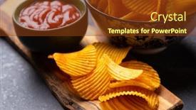  Presentation with salty - Slide deck featuring potato-chips-or-crisps-popular background and a tawny brown colored foreground
