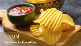  Presentation with salty - Colorful slide deck enhanced with potato-chips-or-crisps-popular backdrop and a tawny brown colored foreground