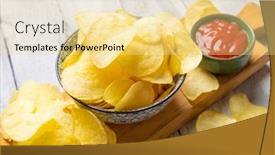  Presentation with salty - Presentation design featuring potato-chips-or-crisps-popular background and a blonde colored foreground