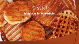  Presentation with potato chips - Colorful presentation theme enhanced with potato chips served on white plate with small pickled eggplants isolated over white background backdrop and a crimson colored foreground