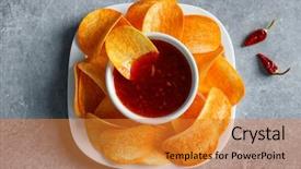  Presentation with potato - PPT theme featuring potato chips served with chili background and a gold colored foreground