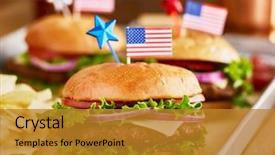  Presentation with burgers - Amazing theme having independance day themes - burgers and potato chips backdrop and a gold colored foreground